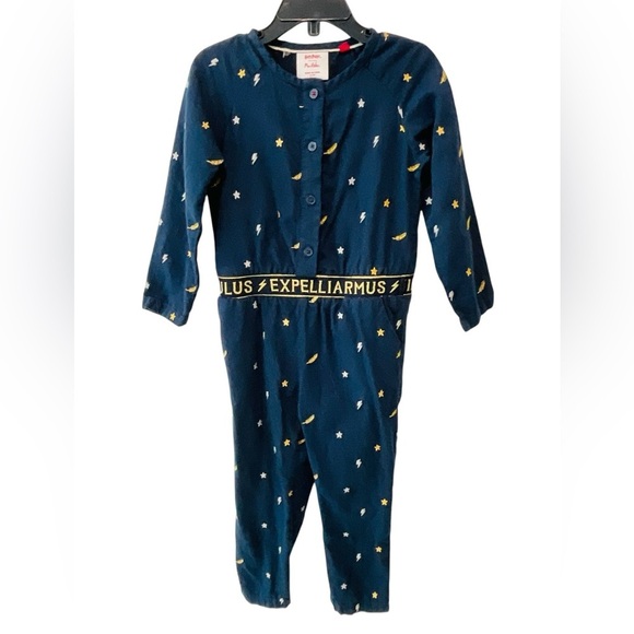 Mini Boden Harry Potter Jumpsuit Size 3-4Y Blue Gold Star Wingardium Leviosa - Picture 2 of 6